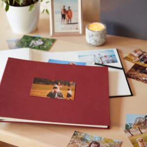HNFD Album a vite in lino nero 38x31 cm 40 pagine bianche