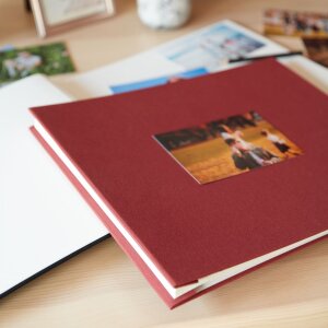 HNFD Album a vite in lino nero 38x31 cm 40 pagine bianche