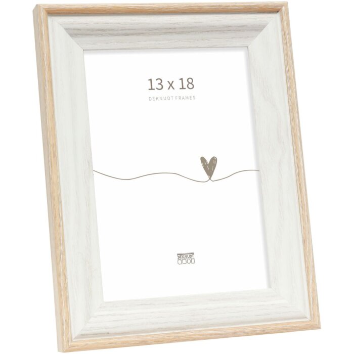 Cornice in legno Deknudt S68VG1 bianco-naturale 13x18 cm
