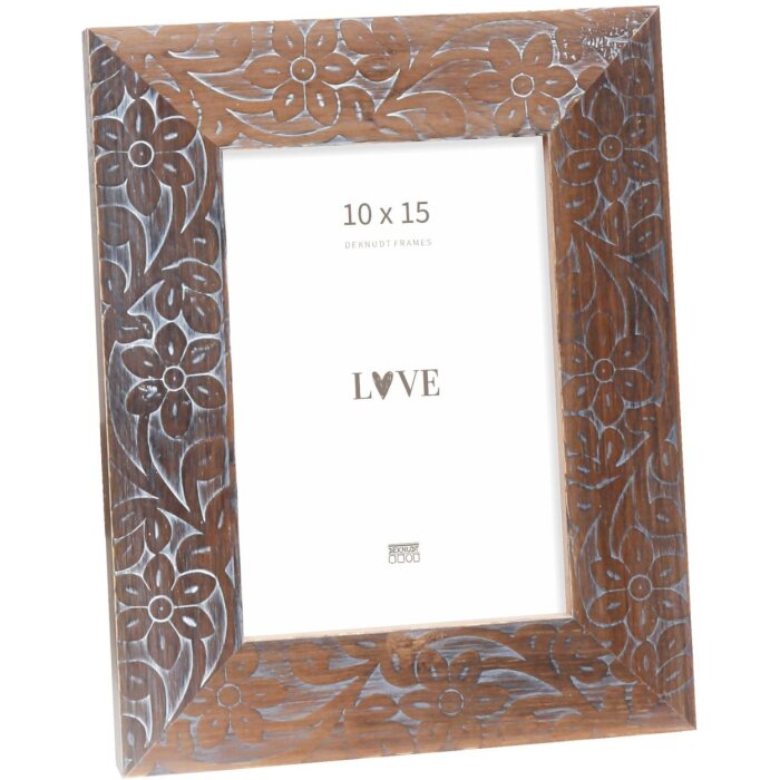 Portafoto in legno Deknudt con stampa floreale S68VH marrone 10x15 cm