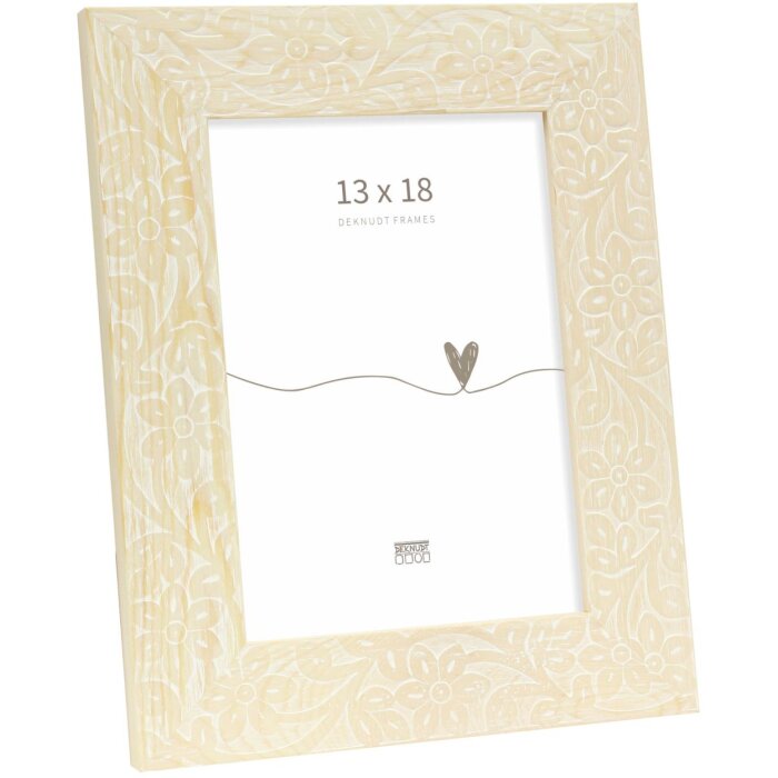 Cornice per foto in legno con stampa floreale S68VH naturale 13x18 cm