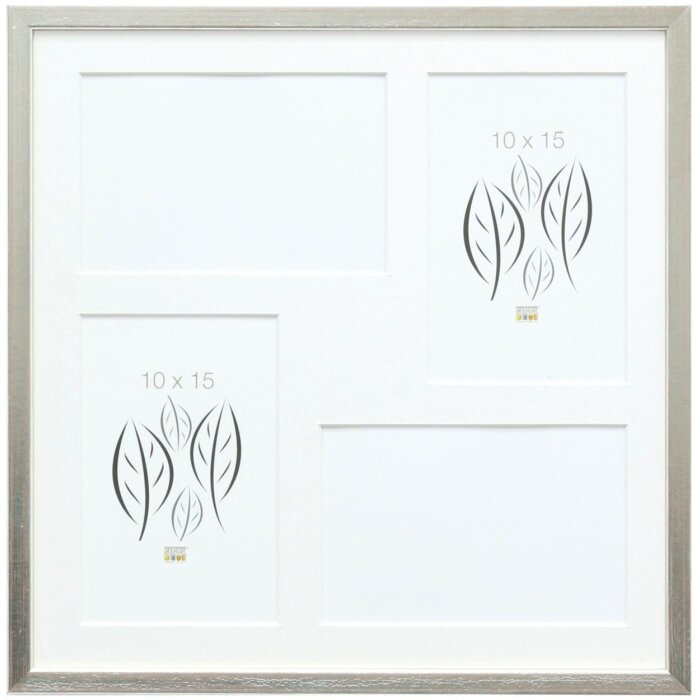 Deknudt Cornice da galleria in legno S41JD1 argento 4 foto 10x15 cm (31,4x31,4 cm)