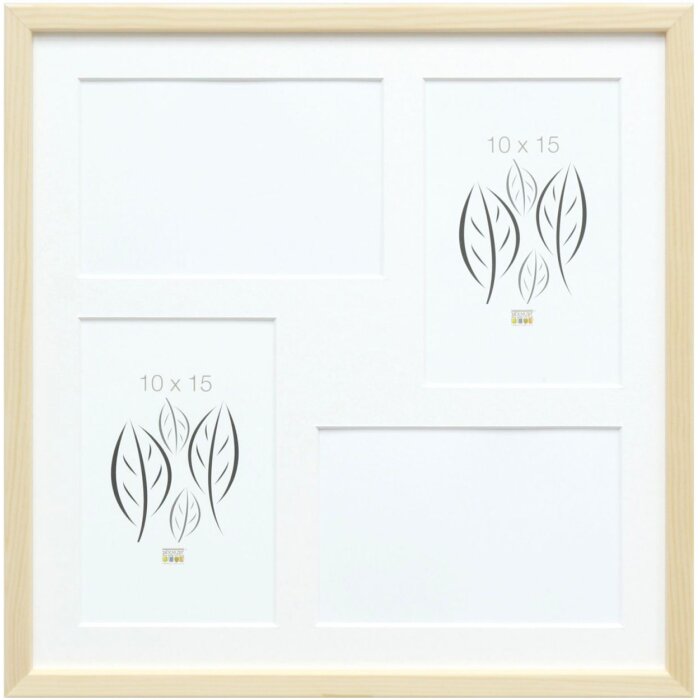 Cornice da galleria in legno Deknudt S41JH1 naturale 4 foto 10x15 cm (31,4x31,4 cm)