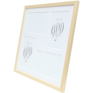Cornice da galleria in legno Deknudt S41JH1 naturale 4 foto 10x15 cm (31,4x31,4 cm)