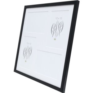 Cornice da galleria in legno S41JL2 nero 4 foto 10x15 cm (31,4x31,4 cm)