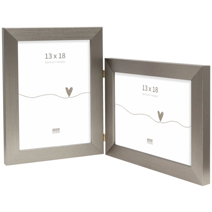 Deknudt Cornice doppia in plastica S41VD1 argento 2 foto 13x18 cm