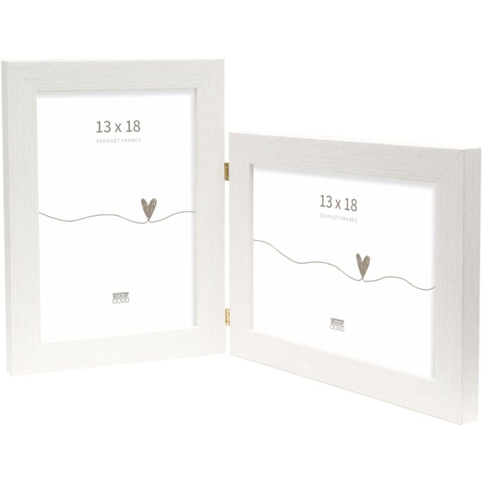Deknudt cornice doppia in plastica S41VF1 bianco 2 foto 13x18 cm