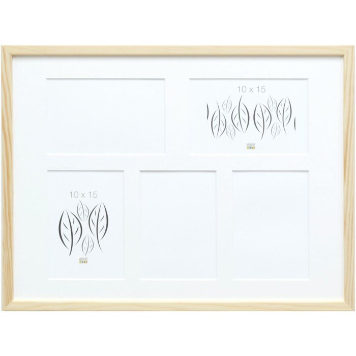 Cornice in legno S41JH1 natura 5 immagini 10x15 cm (31,4x41,4 cm)