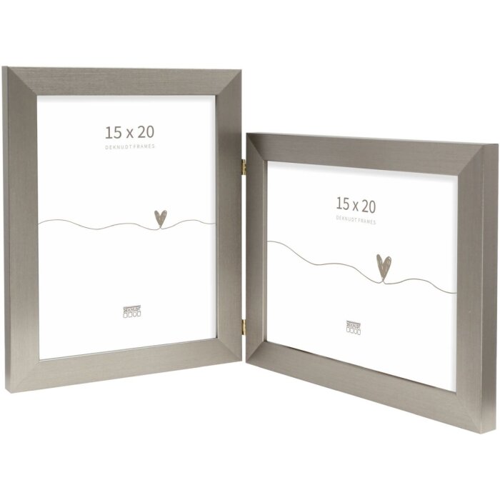 Deknudt cornice doppia in plastica S41VD1 argento 2 foto 15x20 cm