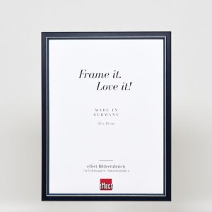 Cornice per quadri in legno a effetto, profilo 26 blu con bordo argentato, modanatura da 2 cm