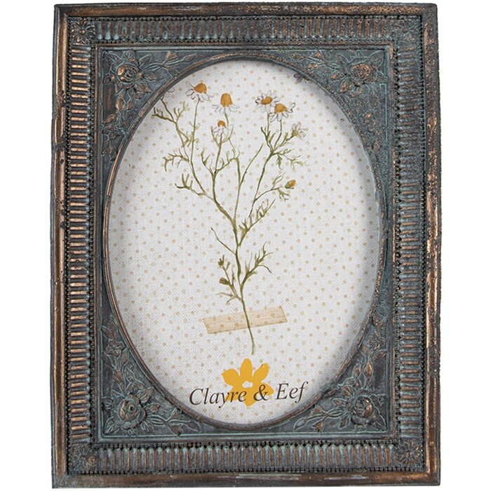 Clayre & Eef 2F0985 Cornice per foto 13x18 cm Verde stile country 17x2x21 cm