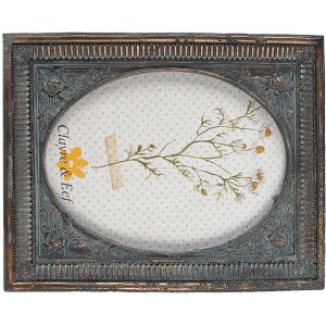 Clayre & Eef 2F0985 Cornice per foto 13x18 cm Verde stile country 17x2x21 cm