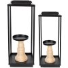 Clayre & Eef 50691 Candelieri (2 pezzi) 15x15x50-57 - 15x15x40-46 cm Nero