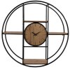 Clayre & Eef 5KL0225 Orologio da parete con ripiano 60x14 cm Marrone Nero