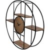 Clayre & Eef 5KL0225 Orologio da parete con ripiano 60x14 cm Marrone Nero