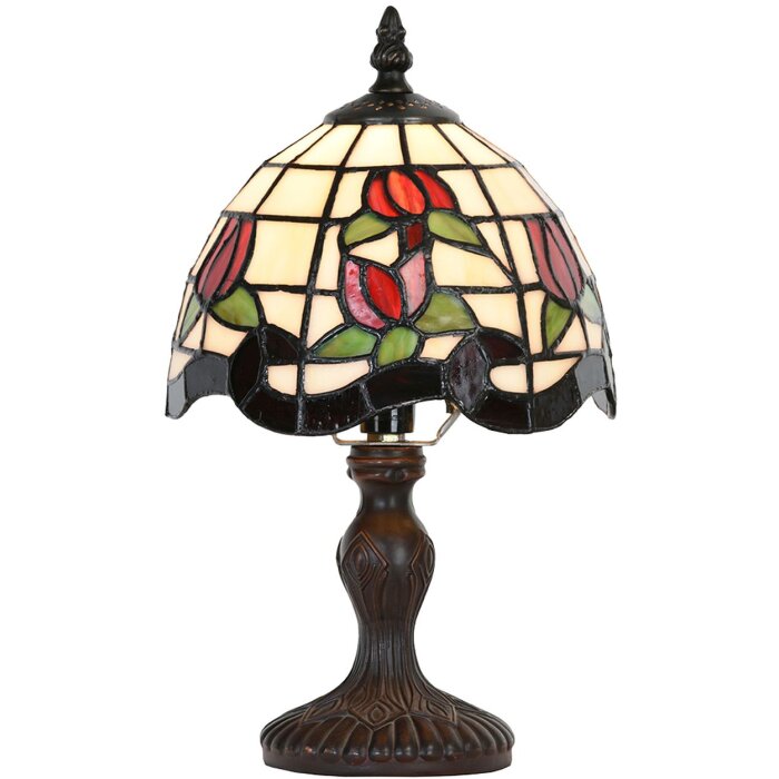 Clayre & Eef 5LL-5619 Lampada da tavolo Tiffany Ø 18x30 cm E14-max 1x25W Beige - Rosso