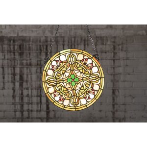 Clayre & Eef 5LL-6271 Quadro Tiffany Ø 30x1 cm Verde Rotondo