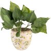 Clayre & Eef 6CE1529L Vaso da fiori in ceramica gialla Ø 19x19 cm Disegno botanico