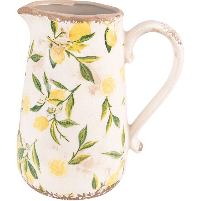 Clayre & Eef 6CE1530L Brocca da decorazione Giallo Beige 20x14x23 cm