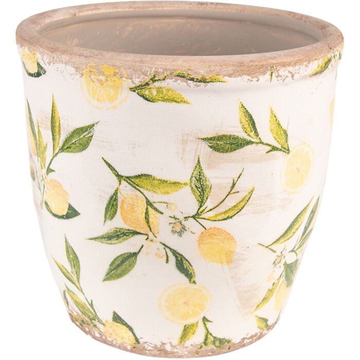 Clayre & Eef 6CE1532L Vaso da fiori giallo limone Ø 17x16cm