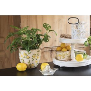 Clayre & Eef 6CE1532L Vaso da fiori giallo limone Ø 17x16cm