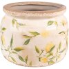Clayre & Eef 6CE1535L Vaso da fiori in ceramica Ø 20x15 cm Giallo Beige Vintage
