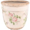 Clayre & Eef 6CE1541L Vaso da fiori decorativo Ø 18x17 cm Rosa - Beige Rotondo