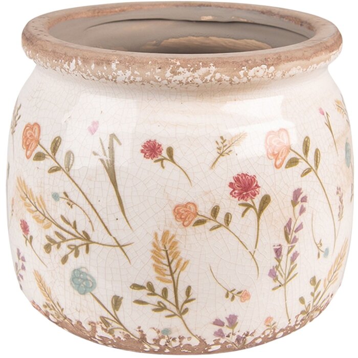Clayre & Eef 6CE1551M Vaso da fiori decorativo Ø 15x13 cm Rosa - Verde