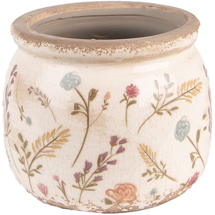 Clayre & Eef 6CE1551S Vaso da fiori decorativo Ø 12x9 cm Rosa - Verde