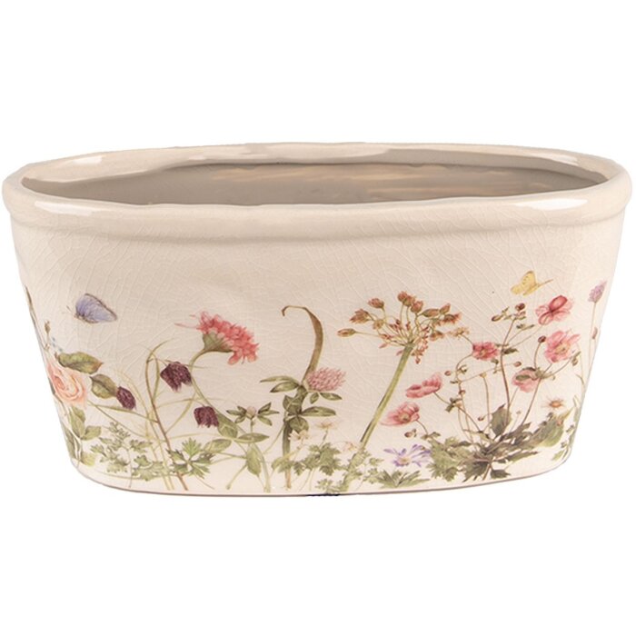 Clayre & Eef 6CE1557L Vaso da fiori 27x13x14 cm Rosa Beige Ovale