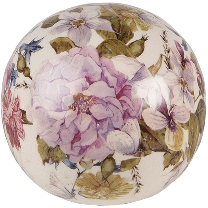 Clayre & Eef 6CE1560M Palla decorativa in ceramica rosa beige Ø 12x11 cm rotonda
