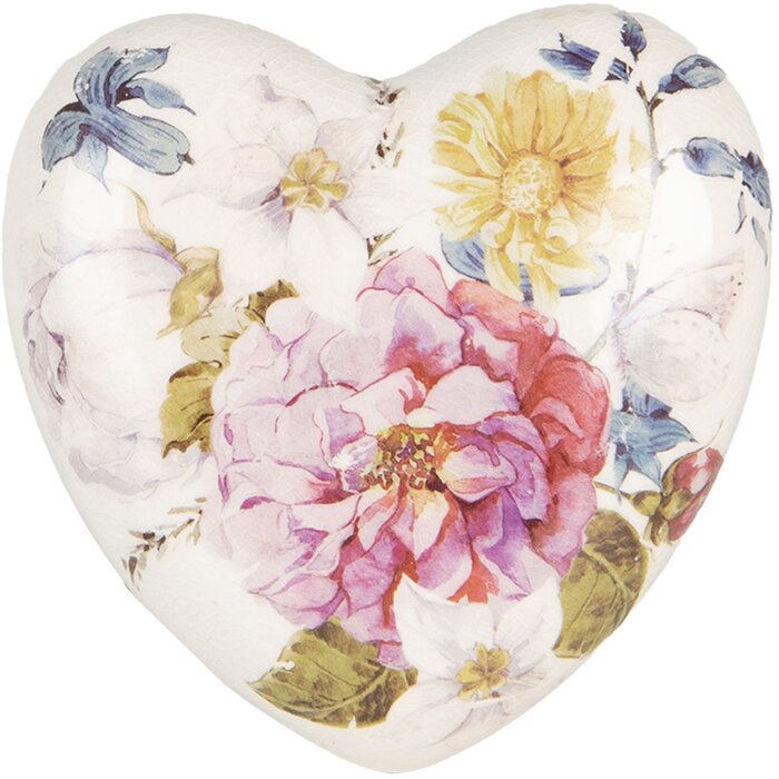 Clayre & Eef 6CE1561M Decorazione Cuore 8x8x4 cm Rosa - Beige