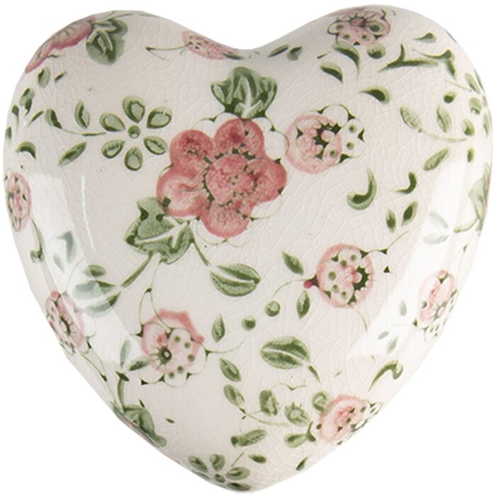 Clayre & Eef 6CE1565L Decorazione Cuore 11x11x4 cm Rosa - Beige