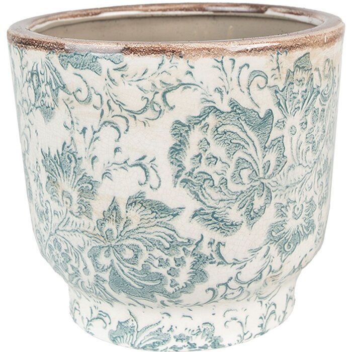 Clayre & Eef 6CE1574L Vaso da fiori decorativo Ø 21x20 cm Verde - Beige