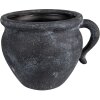 Clayre & Eef 6CE1580 Vaso da fiori in ceramica grigia 20x16x14 cm con manico
