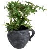 Clayre & Eef 6CE1580 Vaso da fiori in ceramica grigia 20x16x14 cm con manico