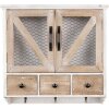 Clayre & Eef 6H2265 Armadio a muro 53x15x51 cm Bianco - Marrone Rettangolo