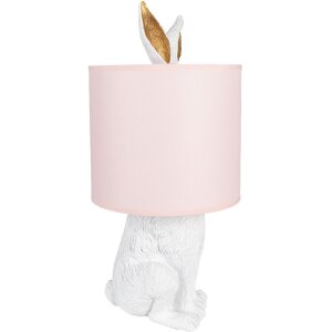 Clayre & Eef 6LMC0013WP Lampada da tavolo Rabbit Ø20x43 cm E27 60W Bianco Rosa