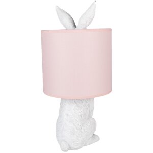 Clayre & Eef 6LMC0013WP Lampada da tavolo Rabbit Ø20x43 cm E27 60W Bianco Rosa