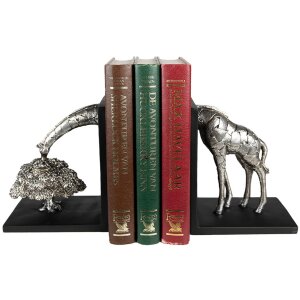 Clayre & Eef 6PR3635 Fermalibro Giraffa Argento 30x10x18 cm 2 pezzi