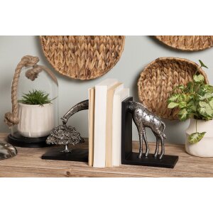 Clayre & Eef 6PR3635 Fermalibro Giraffa Argento 30x10x18 cm 2 pezzi