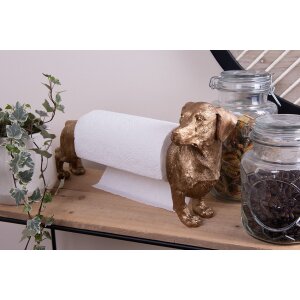 Clayre & Eef 6PR3637 Porta rotolo da cucina Dog Gold Black 46x15x21 cm