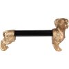 Clayre & Eef 6PR3637 Porta rotolo da cucina Dog Gold Black 46x15x21 cm