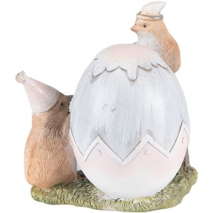Clayre & Eef 6PR3824 Decorazione Pulcino 12x9x12 cm Grigio - Marrone