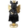 Clayre & Eef 6PR3860 Decorazione Maiale 9x6x18 cm Nero Oro Corona Ali