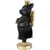 Clayre & Eef 6PR3860 Decorazione Maiale 9x6x18 cm Nero Oro Corona Ali