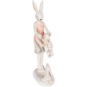 Clayre & Eef 6PR3868 Decorazione Coniglio 9x6x22 cm Rosa - Beige