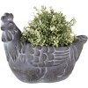 Clayre & Eef 6TE0488 Vaso per fiori Pollo Grigio 29x17x23 cm Stile Country