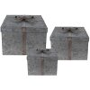 Clayre & Eef 6Y4891 Scatole portaoggetti 24x24x18 - 20x20x15 - 16x16x12 cm Grigio