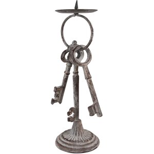 Clayre & Eef 6Y5423 Portacandele 13x11x33 cm Grigio